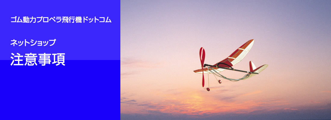 ゴム動力プロペラ飛行機ドットコム 注意事項